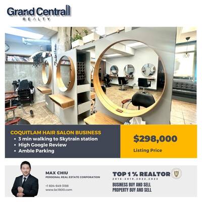 Port Coquitlam Hair Salon Business for sale (100-3008 Glen Dr)