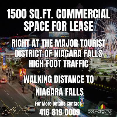 1500 sq.ft. Commercial Space in Downtown Tourist District