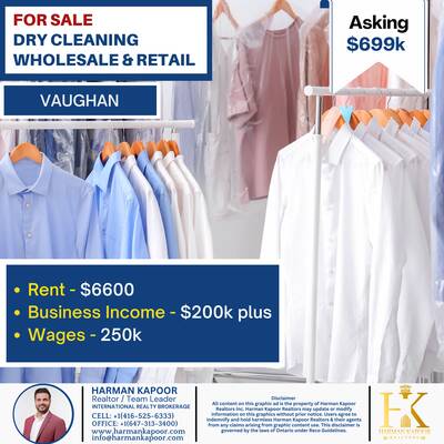 Dry cleaning wholesale & retail store for sale