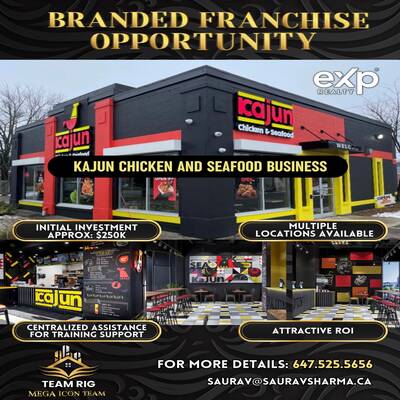 Branded Franchise Restaurant Opportunity- GTA/ Oakville/ Scarborough/ KWC/  Hamilton/Niagara/London/ Windsor