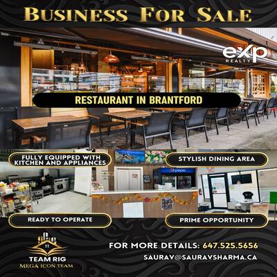 Restaurant For Sale- 3 Locations Available-  Cambridge/ Brantford/ Kitchener