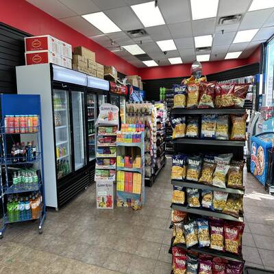 Busy renovated convenience store with high lottery commission