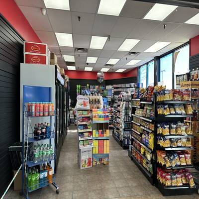 Busy renovated convenience store with high lottery commission