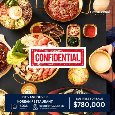 Korean Restaurant for Sale in Downtown Vancouver (Confidential)