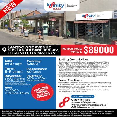 New Infinity Mart For Sale in Toronto