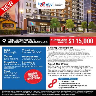 New Infinity Mart For Sale in Calgary AB